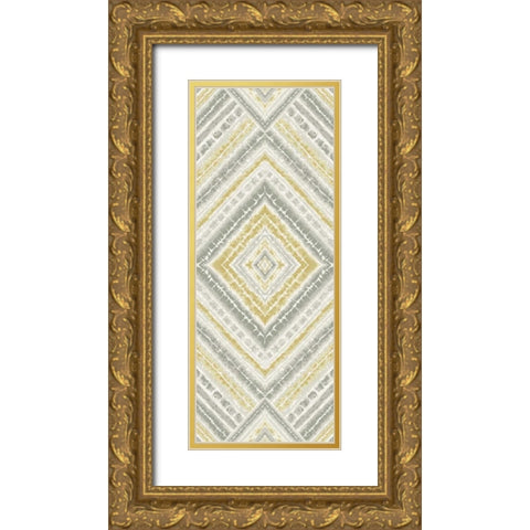 Yellow Global Diamond Pattern Gold Ornate Wood Framed Art Print with Double Matting by Grey, Marielle