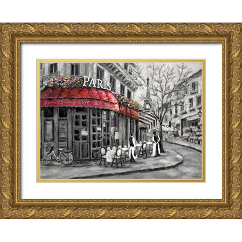 Red Awning Gold Ornate Wood Framed Art Print with Double Matting by Brighton, William