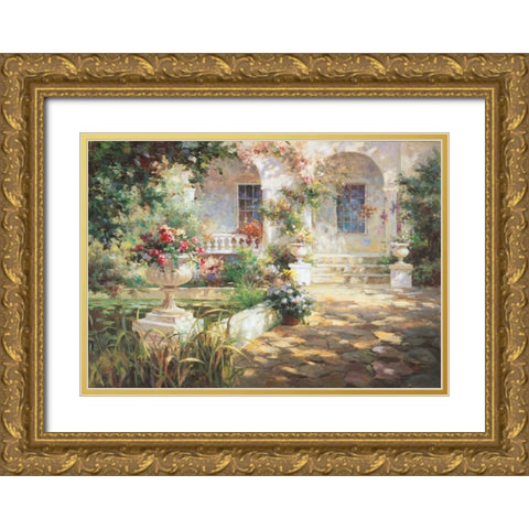 Sunlit Colonade Gold Ornate Wood Framed Art Print with Double Matting by Oxley, Vail