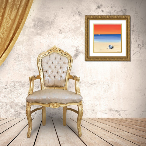 Red sky beach I Gold Ornate Wood Framed Art Print with Double Matting by Cook, Andrea
