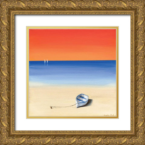 Red sky beach I Gold Ornate Wood Framed Art Print with Double Matting by Cook, Andrea