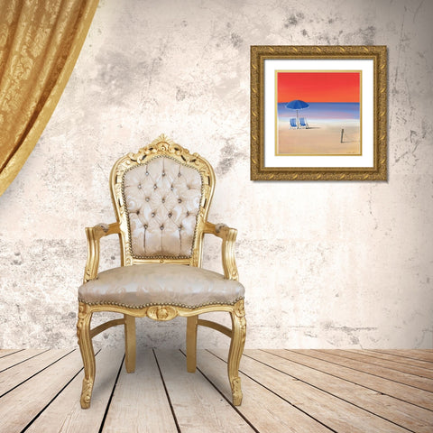 Red sky beach III Gold Ornate Wood Framed Art Print with Double Matting by Cook, Andrea