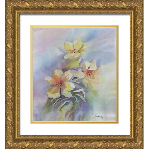 Floral Gold Ornate Wood Framed Art Print with Double Matting by Mayskaya, Alisa