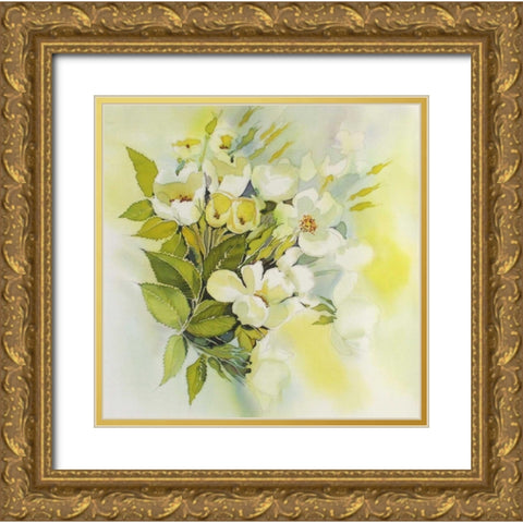 Soft Floral Gold Ornate Wood Framed Art Print with Double Matting by Mayskaya, Alisa