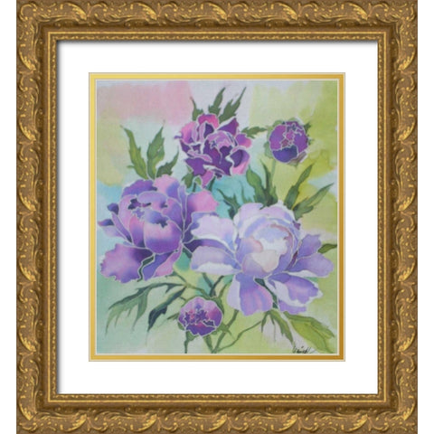 Soft Floral Gold Ornate Wood Framed Art Print with Double Matting by Mayskaya, Alisa