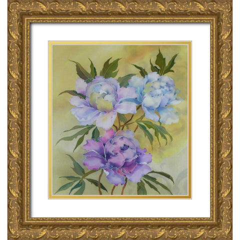 Soft Floral Gold Ornate Wood Framed Art Print with Double Matting by Mayskaya, Alisa