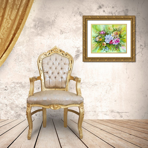 Roses Gold Ornate Wood Framed Art Print with Double Matting by Mayskaya, Alisa
