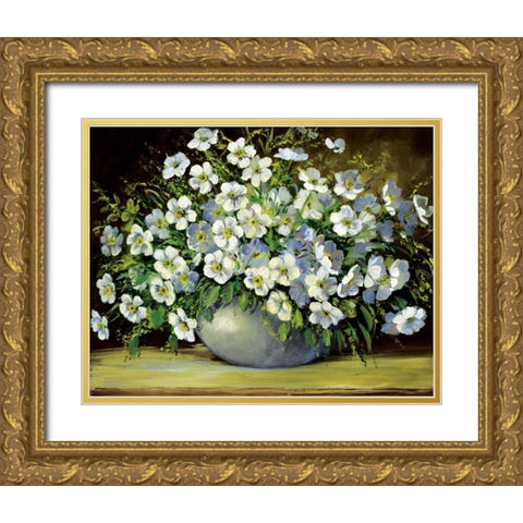 Bouquet of wild flowers Gold Ornate Wood Framed Art Print with Double Matting by Paleta, Anna