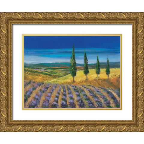 Field of lavender Gold Ornate Wood Framed Art Print with Double Matting by Paleta, Anna