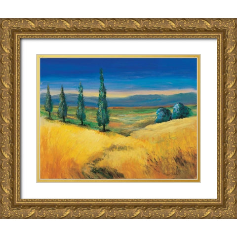 Corn field Gold Ornate Wood Framed Art Print with Double Matting by Paleta, Anna