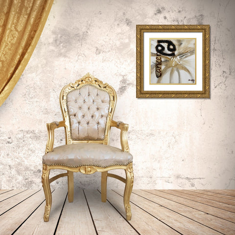 Cancer Gold Ornate Wood Framed Art Print with Double Matting by die Zakko, Art