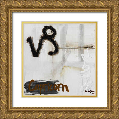 Capricorn Gold Ornate Wood Framed Art Print with Double Matting by die Zakko, Art