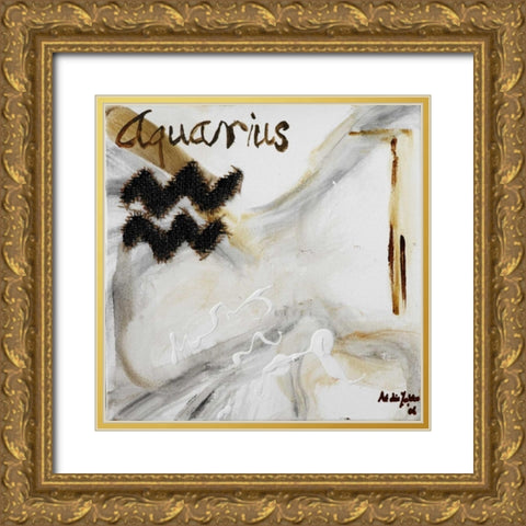 Aquarius Gold Ornate Wood Framed Art Print with Double Matting by die Zakko, Art