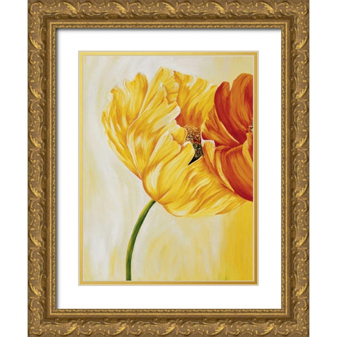 Dancing Tulips I Gold Ornate Wood Framed Art Print with Double Matting by Frederiks, Beatrix