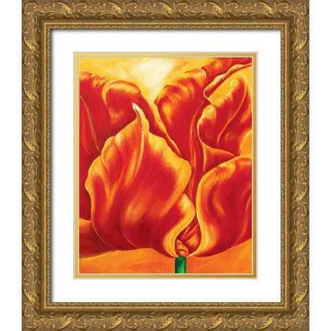 Tripple of tulips II Gold Ornate Wood Framed Art Print with Double Matting by Frederiks, Beatrix