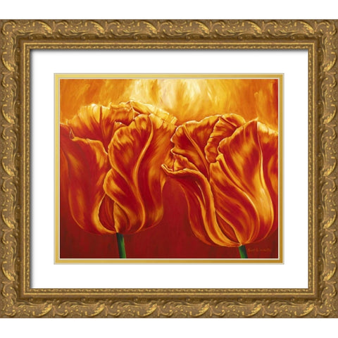Tulips SQ Gold Ornate Wood Framed Art Print with Double Matting by Frederiks, Beatrix