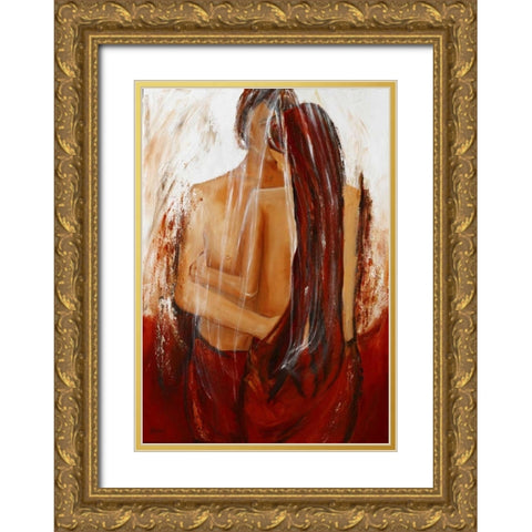 Lady II Gold Ornate Wood Framed Art Print with Double Matting by Chantrel, Mieke