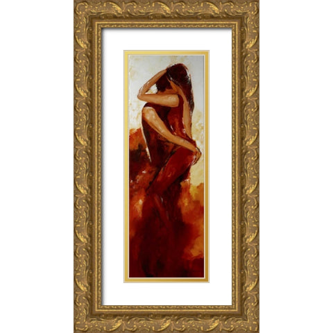 Holding Gold Ornate Wood Framed Art Print with Double Matting by Chantrel, Mieke