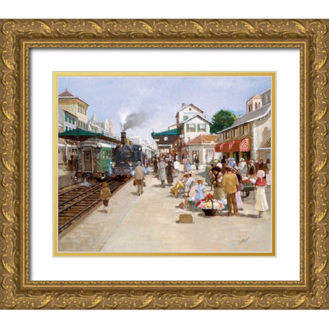 Old trainstation I Gold Ornate Wood Framed Art Print with Double Matting by van Rooijen, Carel