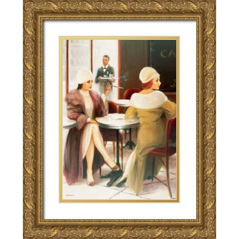 Cafe I Gold Ornate Wood Framed Art Print with Double Matting by Denis, E