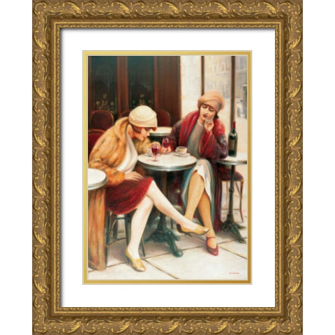 Cafe II Gold Ornate Wood Framed Art Print with Double Matting by Denis, E