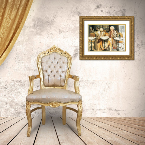 Cafe III Gold Ornate Wood Framed Art Print with Double Matting by Denis, E