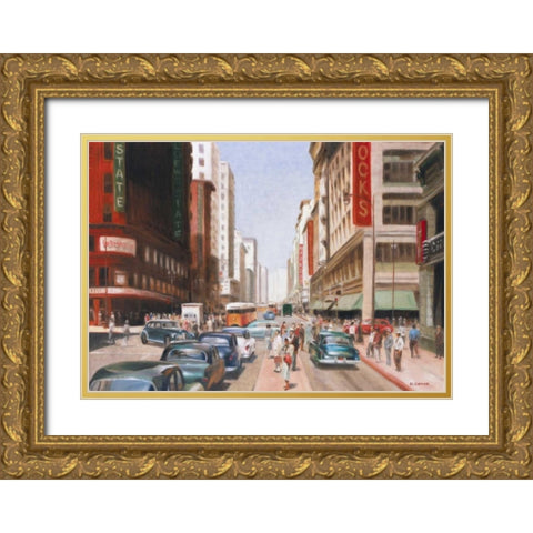 Los Angeles II Gold Ornate Wood Framed Art Print with Double Matting by Denis, E