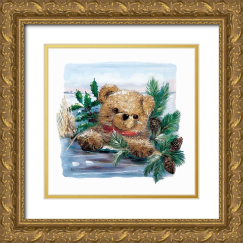 Winter Bear Gold Ornate Wood Framed Art Print with Double Matting by Withaar, Rian
