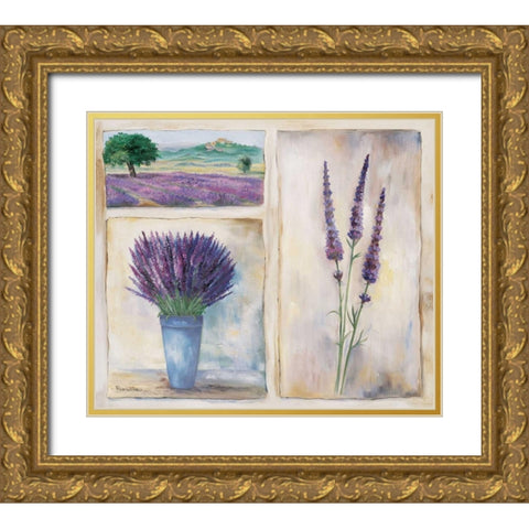 Purple trio Gold Ornate Wood Framed Art Print with Double Matting by Withaar, Rian