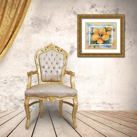 Freesias in fantasy II Gold Ornate Wood Framed Art Print with Double Matting by Withaar, Rian