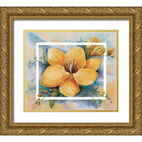 Freesias in fantasy II Gold Ornate Wood Framed Art Print with Double Matting by Withaar, Rian