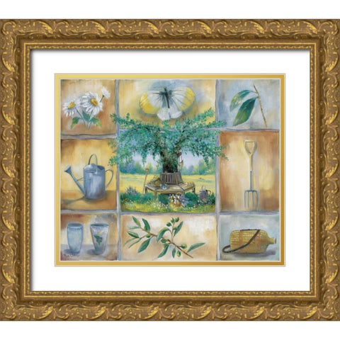 A garden theme Gold Ornate Wood Framed Art Print with Double Matting by Withaar, Rian