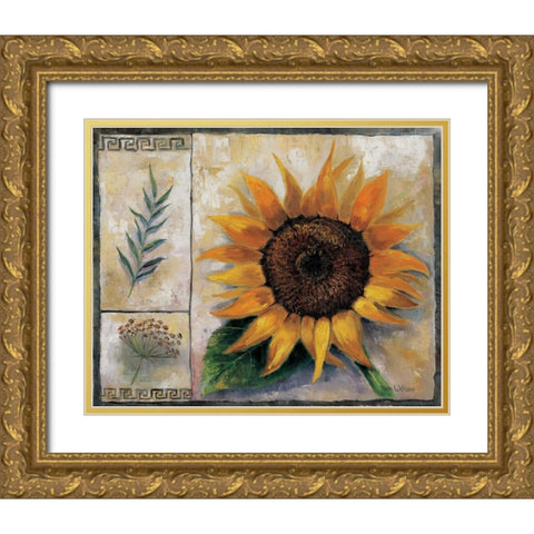 Sunflower composition Gold Ornate Wood Framed Art Print with Double Matting by Withaar, Rian