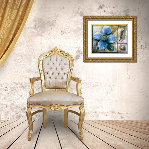 Blue poppy composition Gold Ornate Wood Framed Art Print with Double Matting by Withaar, Rian