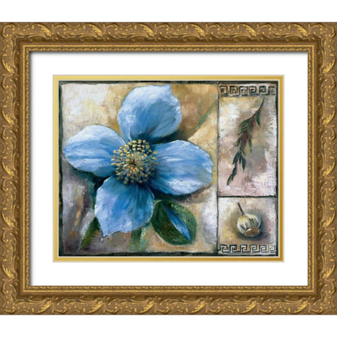 Blue poppy composition Gold Ornate Wood Framed Art Print with Double Matting by Withaar, Rian