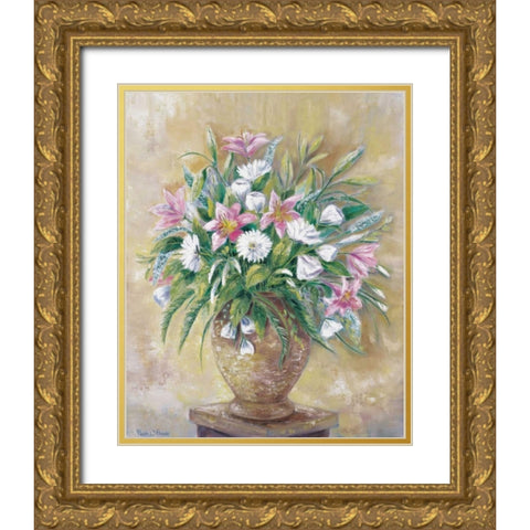 Fragrant flowers Gold Ornate Wood Framed Art Print with Double Matting by Withaar, Rian
