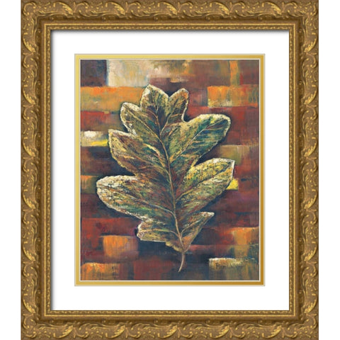 American oak leaf Gold Ornate Wood Framed Art Print with Double Matting by Withaar, Rian