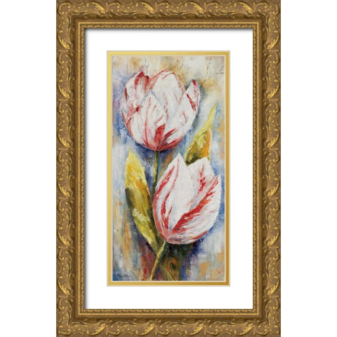 White tulips Gold Ornate Wood Framed Art Print with Double Matting by Withaar, Rian