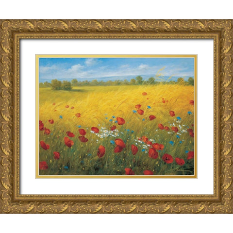 Sparkling field I Gold Ornate Wood Framed Art Print with Double Matting by Scholnhammer, Heinz