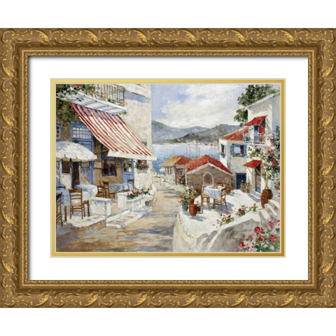 To the promenade Gold Ornate Wood Framed Art Print with Double Matting by Bosman, Johan