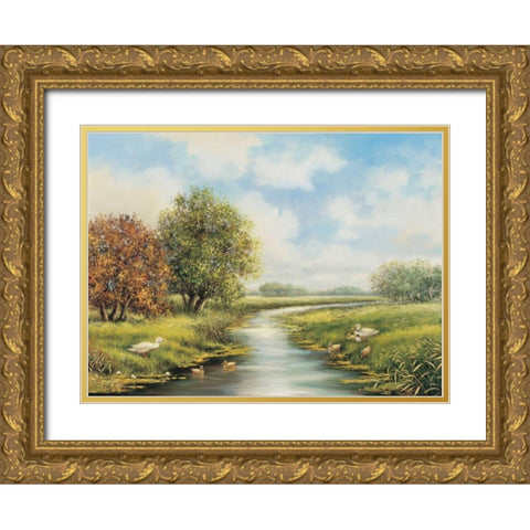 A natural harmony Gold Ornate Wood Framed Art Print with Double Matting by de Jong, Johan