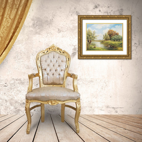 A natural peace Gold Ornate Wood Framed Art Print with Double Matting by de Jong, Johan
