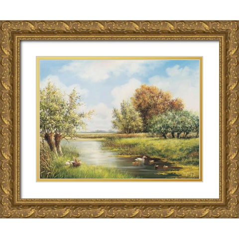 A natural peace Gold Ornate Wood Framed Art Print with Double Matting by de Jong, Johan