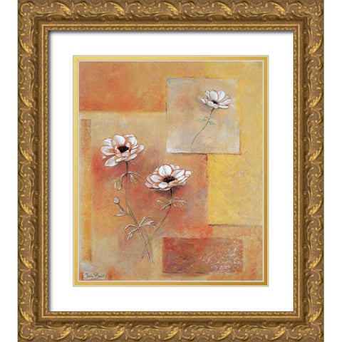 A block of flowers II Gold Ornate Wood Framed Art Print with Double Matting by Bonet, Julia