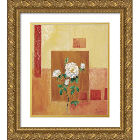 A patchwork rose I Gold Ornate Wood Framed Art Print with Double Matting by Bonet, Julia