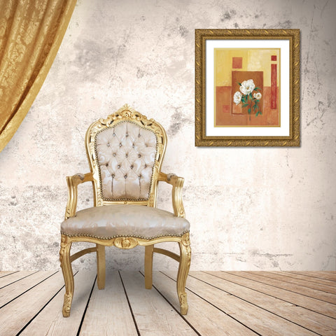 A patchwork rose II Gold Ornate Wood Framed Art Print with Double Matting by Bonet, Julia