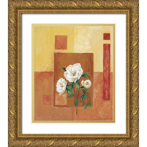 A patchwork rose II Gold Ornate Wood Framed Art Print with Double Matting by Bonet, Julia