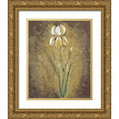 Dark side of an Amaryllis Gold Ornate Wood Framed Art Print with Double Matting by Bonet, Julia