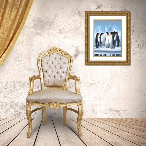 Pinguins Gold Ornate Wood Framed Art Print with Double Matting by Weenink, Jan