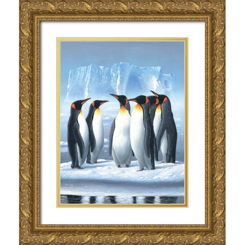 Pinguins Gold Ornate Wood Framed Art Print with Double Matting by Weenink, Jan